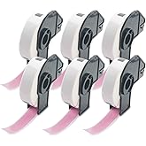 BETCKEY - File Folder Labels Replacement for Brother DK-1203 (0.66 in x 3.4 in), Compatible with Brother QL Label Printers [6 Rolls/1800 Labels, Pink]