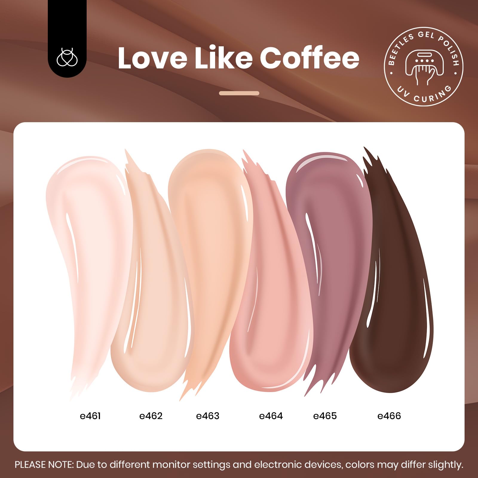 Beetles Neutral Gel Nail Polish Set 6Pcs, 15ml Nude Light Skin Dark Brown Warm Shades Nail Kit, Long Lasting DIY Art Salon & Home for Women Colorful Bottle Gel - Image 2