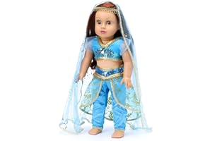 MIKYRA 18-Inch Girl Doll Clothes Princess Jasmine Clothing Accessories Set Fits 18” Dolls (Jasmine)