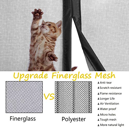 Magnetic Screen Door 38\'\'x84\'\' Reinforced Fiberglass Mesh Curtain Patio Door Screen with Super Tight Self Closing Magnetic Seal, Full Frame Hook & Loop Fits Door Size up to 37\'\'x84\'\' Max (38x84 Inch)