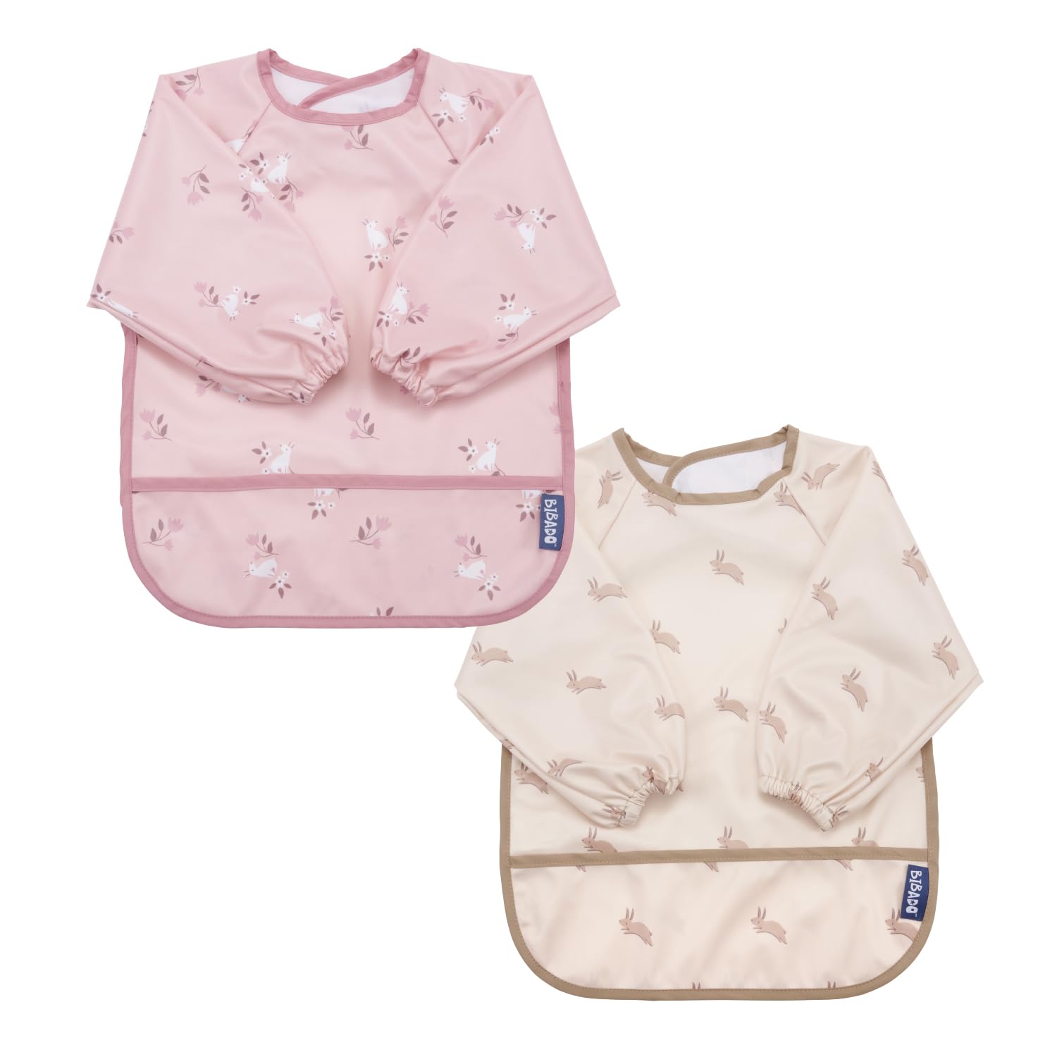 Photo 1 of BIBaDO Mess Proof Baby Bib, 2 Pack Long Sleeve Bib, 6 month - 3 Years, Waterproof Bibs for Toddlers, Machine Washable (Cottontails & Hares)