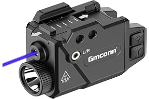 Gmconn 800 Lumens Pistol Light and Green Red Blue Laser Combo, Tactical Flashlight with Beam for Pistol with Rail (Blue Laser)