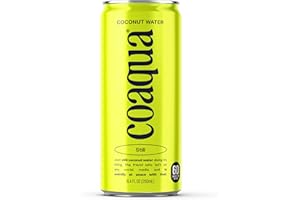 Coaqua Coconut Water, 24 Pack, Natural Electrolytes for Hydration, Naturally Sweet Electrolyte Drink Potassium, Pure Coconut Water Not from Concentrate, Fat Free, Low Sugar, 8.4 Fl Oz Cans
