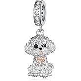 qielizhu Bichon Frise Gifts 925 Sterling Silver Cute Dog Charms for Jewelry Making Womens Bichon Frise Charms for Bracelets Necklaces