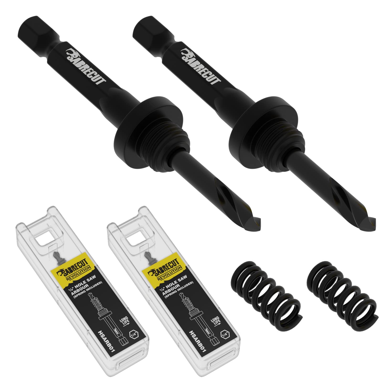 2 x SabreCut HSARB01_2 Universal 1/4 Inch HEX Shank Hole Saw Arbour and Springs Compatible with SabreCut Hole Saws