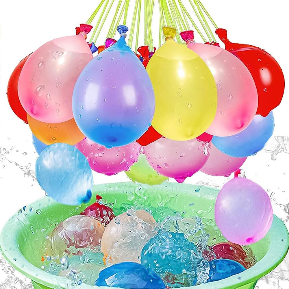 Voarge Self-sealing water bomb set, 60 seconds quick fillable water balloons, for self-tying, biodegradable cluster water bombs for summer parties, 333 pieces