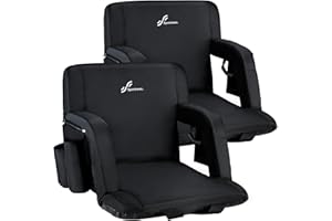Sportneer Stadium Seats with Backs, 6 Reclining Positions Wide Bleacher Seats with Back and Arm Support, Portable Stadium Cha