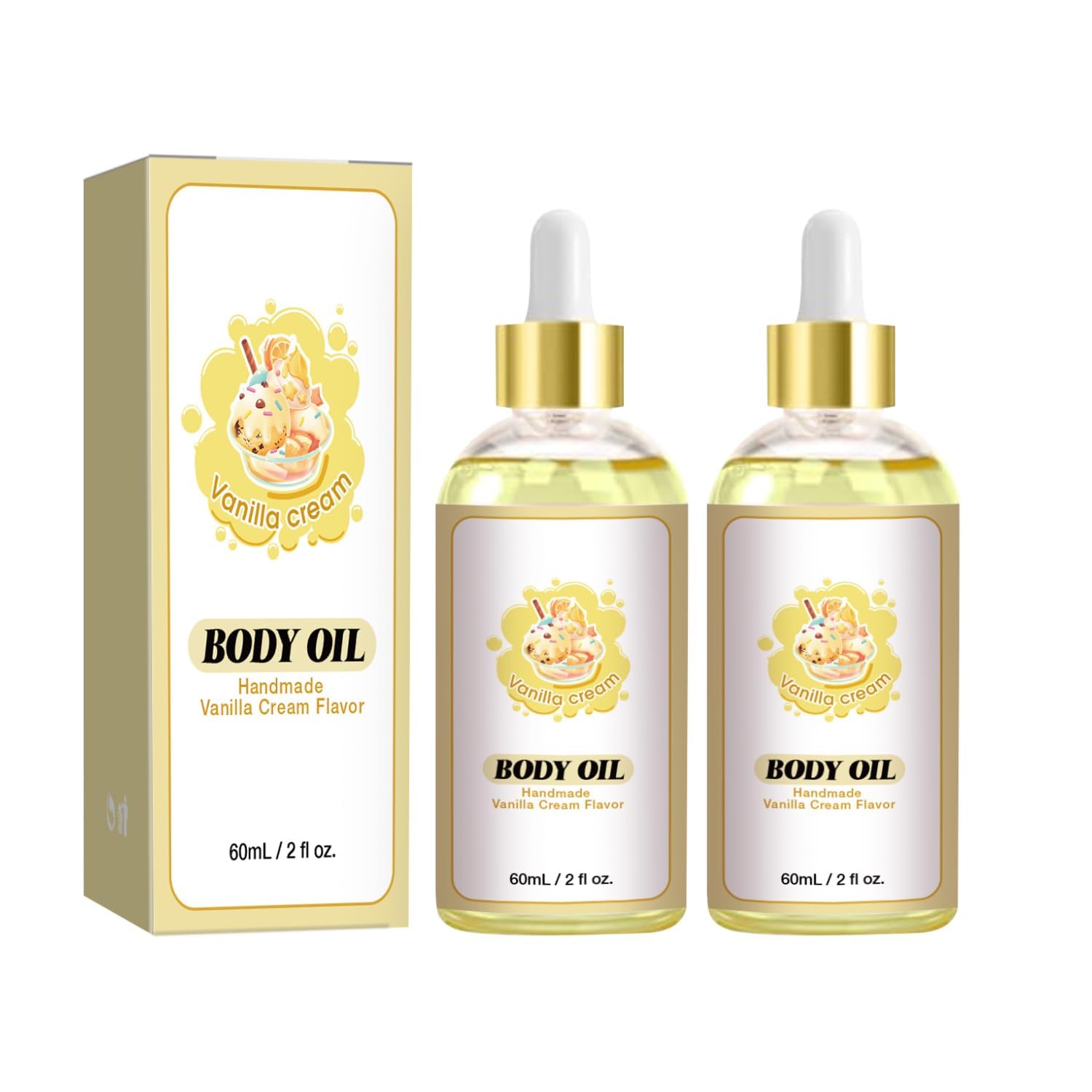 Photo 1 of 2PCS Body Juice Oil Vanilla Body Oil Vanilla Cake Body Oil Moisturizer Dry Skin Handcrafted Fragrance Moisturizing Oil for Women