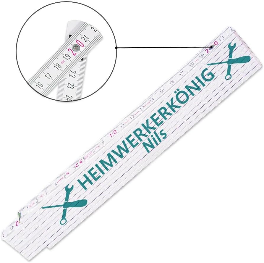 Personalisiertes Metermaß Aus Buchenholz - 2m Zollstock Mit Foto/Name, Made In Germany