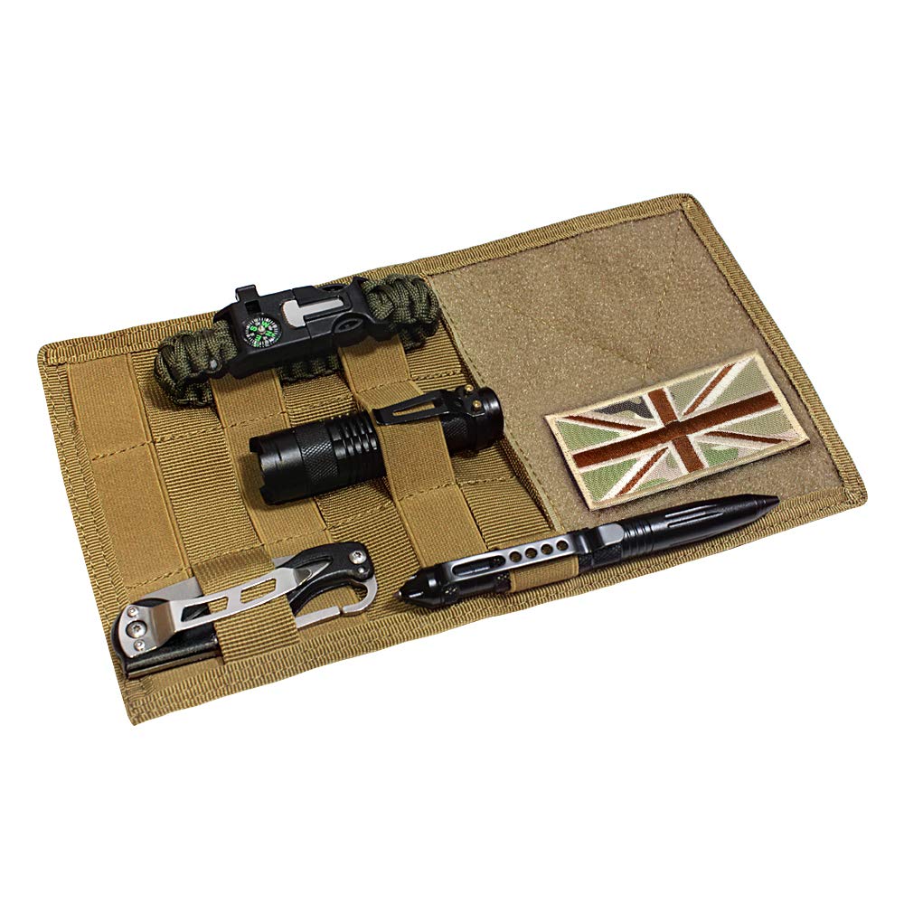 WYNEX Car MOLLE Visor Panel, Tactical Sun Visor Organizer - Suit for Most Vehicle & Truck Visor - with MOLLE Elastic Straps (Khaki)