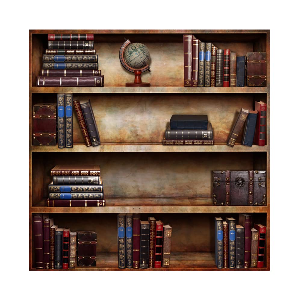 Aoihrraan 1,5x1,5m Vintage Bookshelf Backdrop Retro Library Bookcase Antique Books Photography Background Online Teaching Decoration Graduation Party Students Artistic Portrait Photo Studio Props