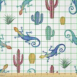 Ambesonne Gecko Fabric by The Yard, Watercolor