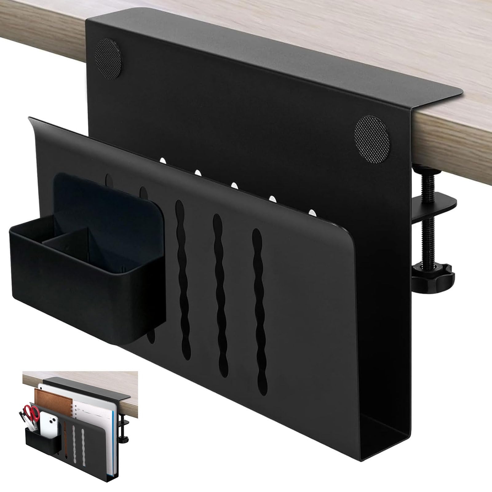 Osseph Under Desk Storage - Clamp-On Side Desk Organizer With Magnetic Pen Holder, Adjustable Laptop Holder for File Cable Management, 22 Lbs Capacity