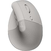 Logitech Lift Vertical Ergonomic Wireless Mouse - Sand | Connect via Bluetooth or included Logi Bolt USB-A receiver, quiet clicks, 4 of 6 buttons customizable, Windows Mac compatible