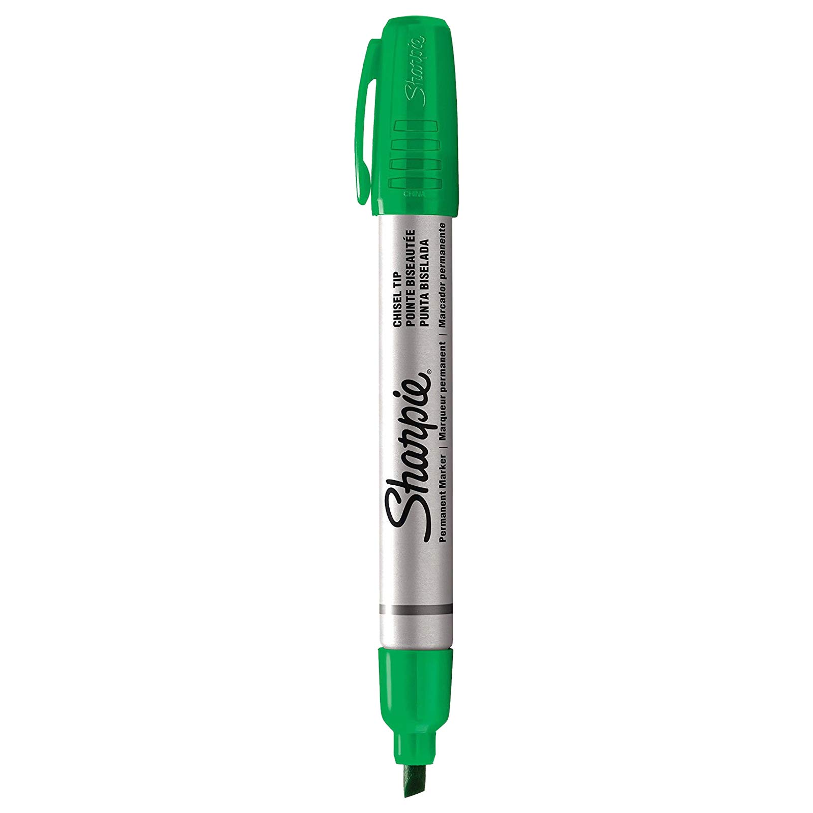 Sharpie Metal Barrel Permanent Marker Small Chisel Tip - Green (Box of 12)