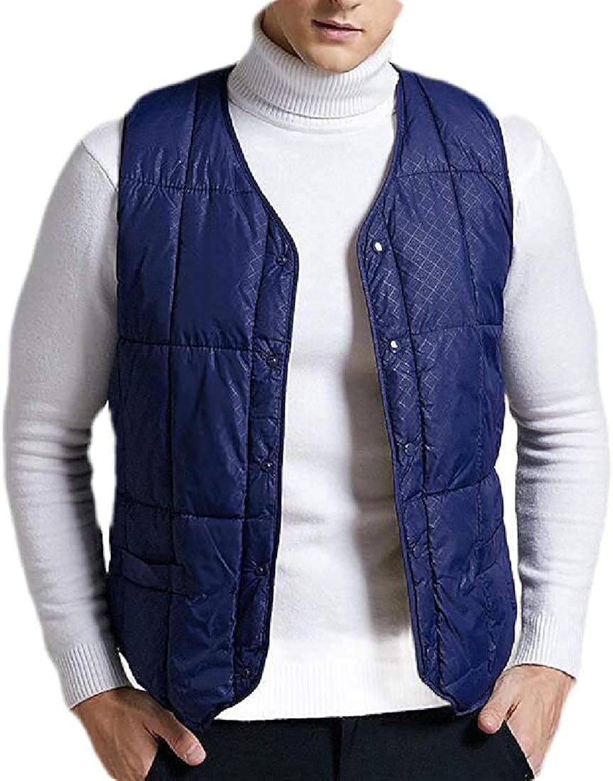 Qhghdgysd Men Waistcoat Fleece Lined Warm Quilted Sleeveless Jacket