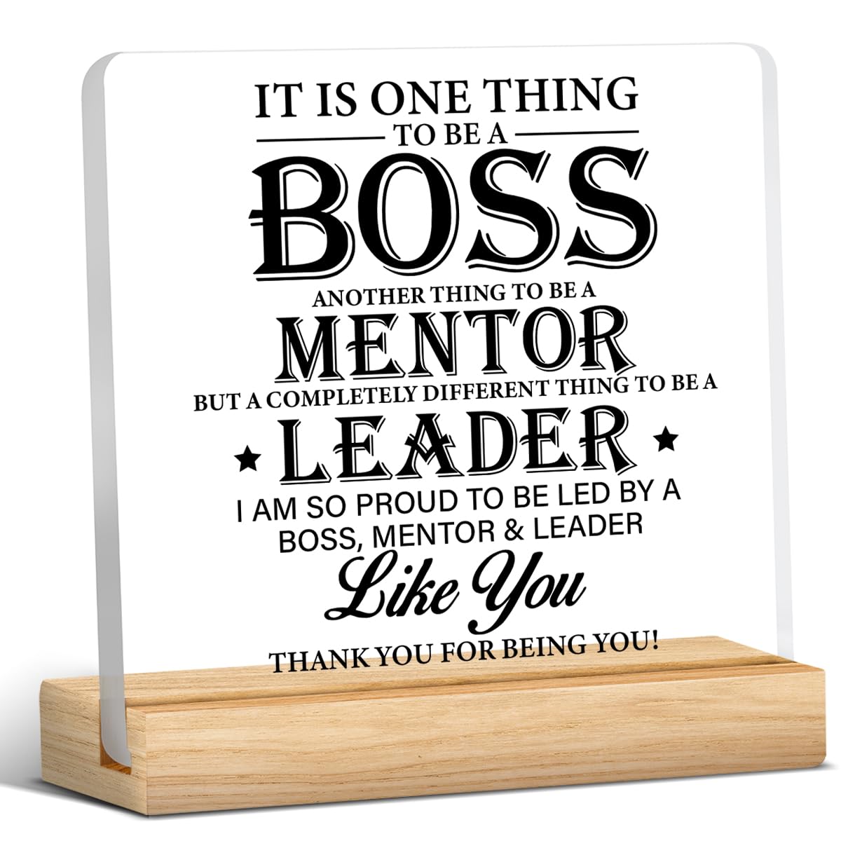 Zauly Best Boss Gifts, Acrylic Desk Sign, Modern Inspirational Decor, 4 x 4 Inches