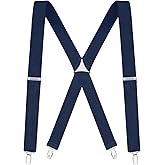 Buyless Fashion Suspenders for Men - 48" Elastic Adjustable Straps 1 1/4" - X Back