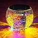 voona Solar Mosaic Glass Table Lights 2 Pack Waterproof Warm White LED Multi-Color Night Lights Table Lamps for Outdoor Garden Indoor Decoration (Multi-Colored)