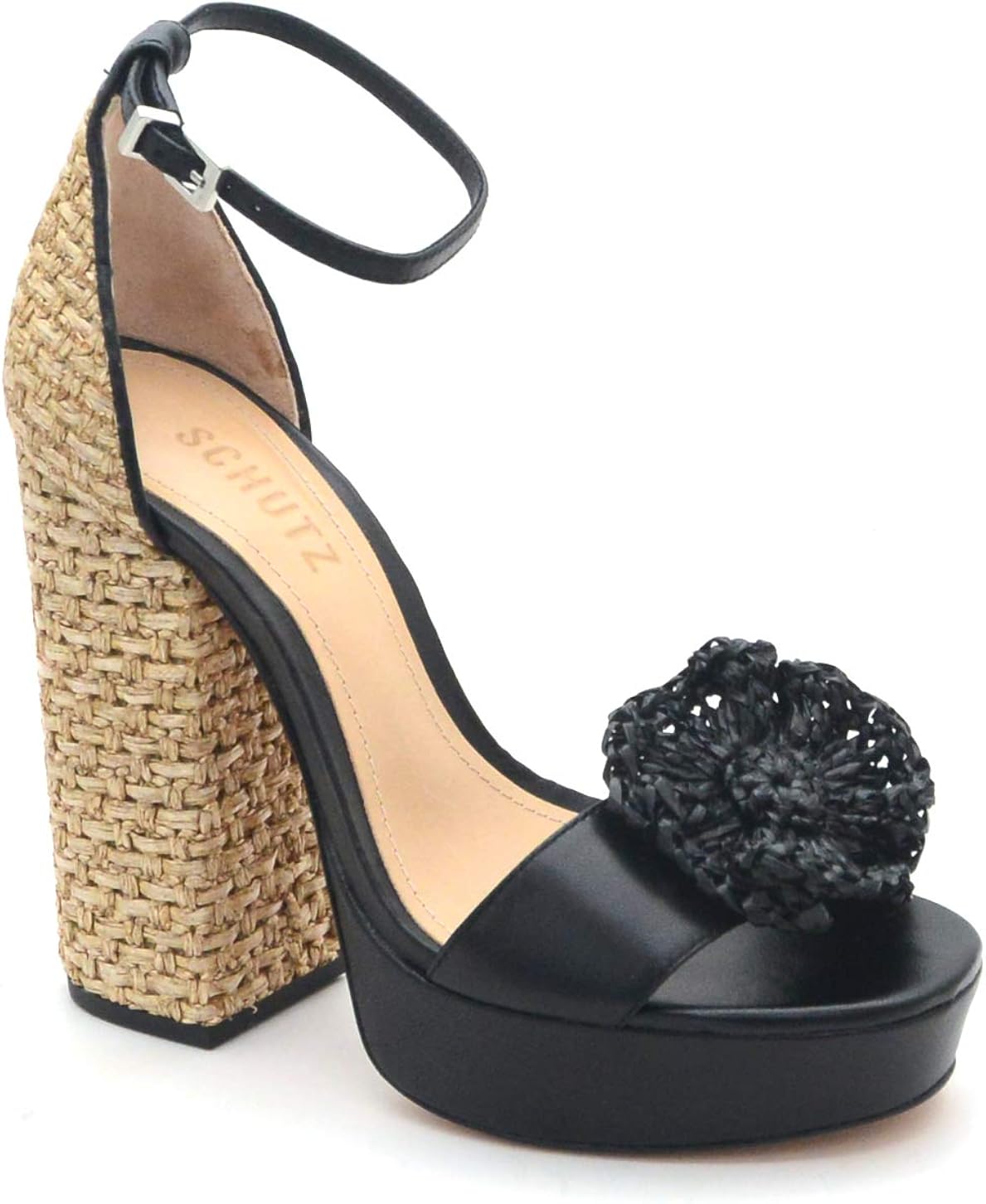 platform sandals black leather