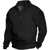QOSOQ Men's Quarter Zip Sweatshirt Pullover Sweater Casual Long Sleeve Stand Collar Quarter Sweaters