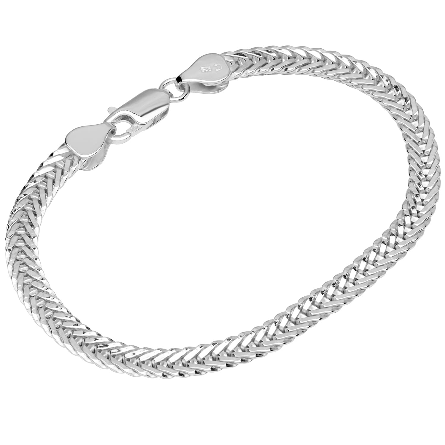 NKlaus Bracelet 925 Sterling Silver 19cm Foxtail Chains fancy pressed Bracelet 12042