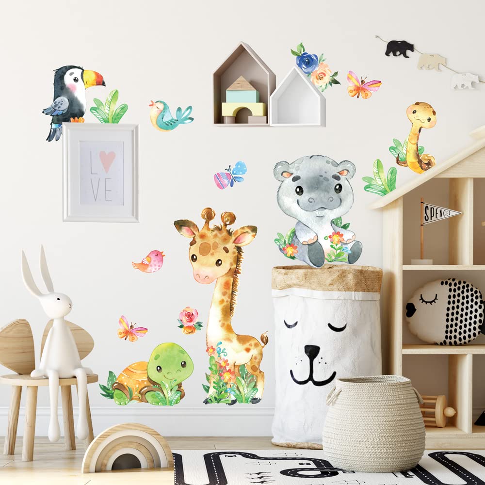 kina - R00644 Baby Wall Stickers Ecological and Hypoallergenic Soft Fabric Effect Repositionable Savannah Zoo Jungle Wall Decoration Newborn Nursery Nursery
