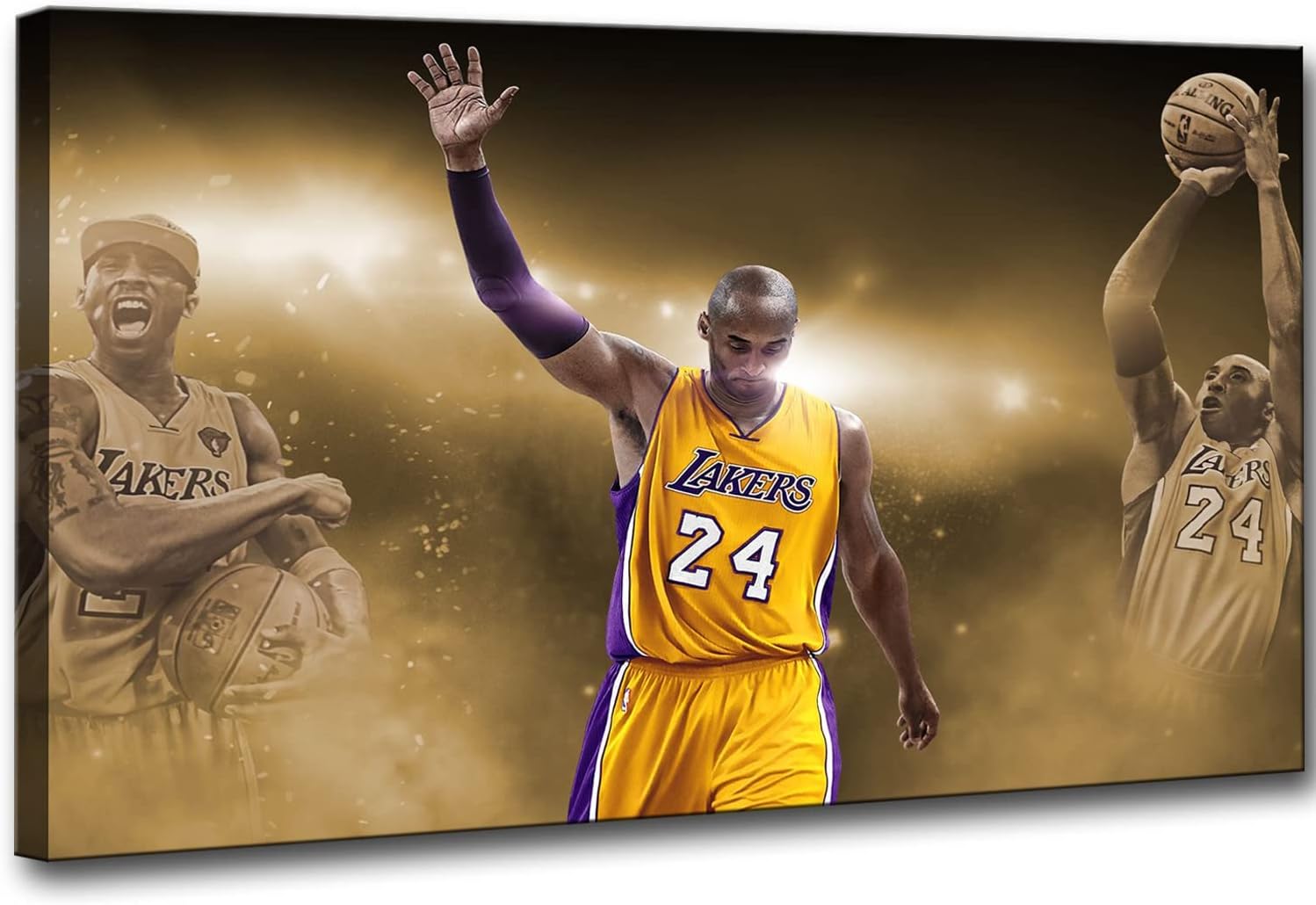 Wall Décor - Kobe Bryant Canvas Wall Art Posters Framed Painting Print Wall Decor Mamba Mentality Artwork Home Decor for Living Room Bedroom Gaming Room Man Kid Cave Ready to Hang (12”x18’’(30x45cm),Frame,k-1)