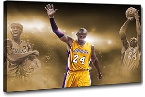 LISIBEI Kobe Bryant Canvas Wall Art Posters Framed Painting Print Wall Decor Mamba Mentality Artwork Home Decor for Living Room Bedroom Gaming Room Man Kid Cave Ready to Hang (12”x18’’(30x45cm),Frame,k-1)