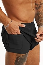 Ouber Men's Running Shorts with Liner 2'' Workout