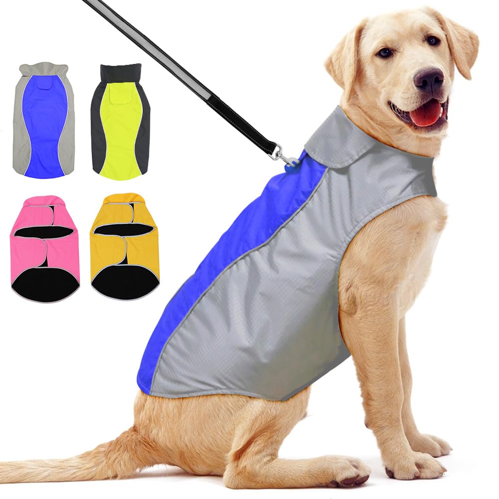 YFbrite Waterproof Dog Coat - Lightweight Pet Raincoat | Adjustable Warm Jacket | Dog Cloth for All Breeds Sizes (Blue, Medium) — image 1