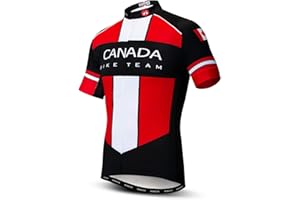 Men Cycling Jersey Canada Bike Short Sleeve 3-Pockets Breathable Quick-Dry Shirt Tops S-3XL