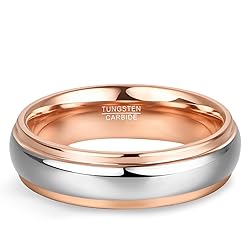 NUNCAD Two Tone Tungsten Carbide Wedding Band Ring