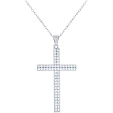 Jewels By Lux Sterling Silver Womens Cubic-Zirconia Cross Religious Charm Necklace