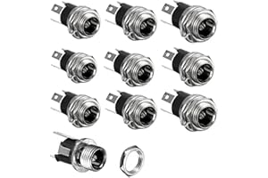 10Pcs DC-025M DC-005 Power Mother Base, Metal Circular Thread Charging 5.5 * 2.1mm Waterproof High Current DC Socket