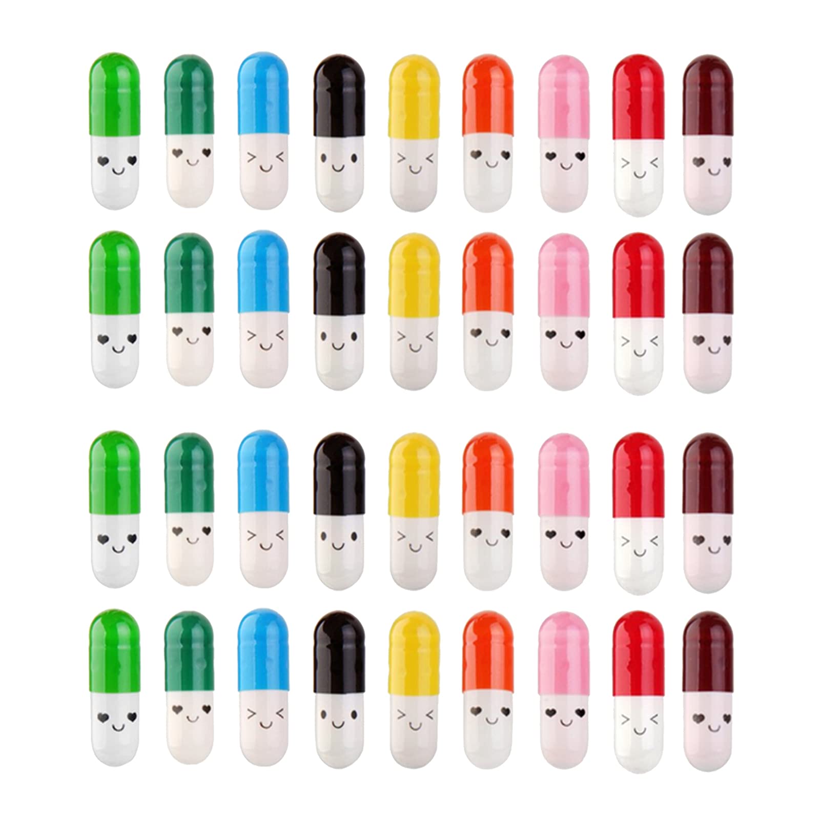 100 Pcs Mini Color Capsule Letter Message Love Letters Message Friendship Motivational Messages Cute Smiling Face Pill Capsules for Lover Friends and Families