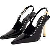 Vertundy Women's Stiletto Slingback Heels Closed Pointed Toe Party Dress Pumps