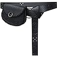HiiFeuer Medieval Embossed O Ring Belt with Nordic Embossed Belt Bag, Vintage Faux Leather Belt and Belt Pouch Set for LARP