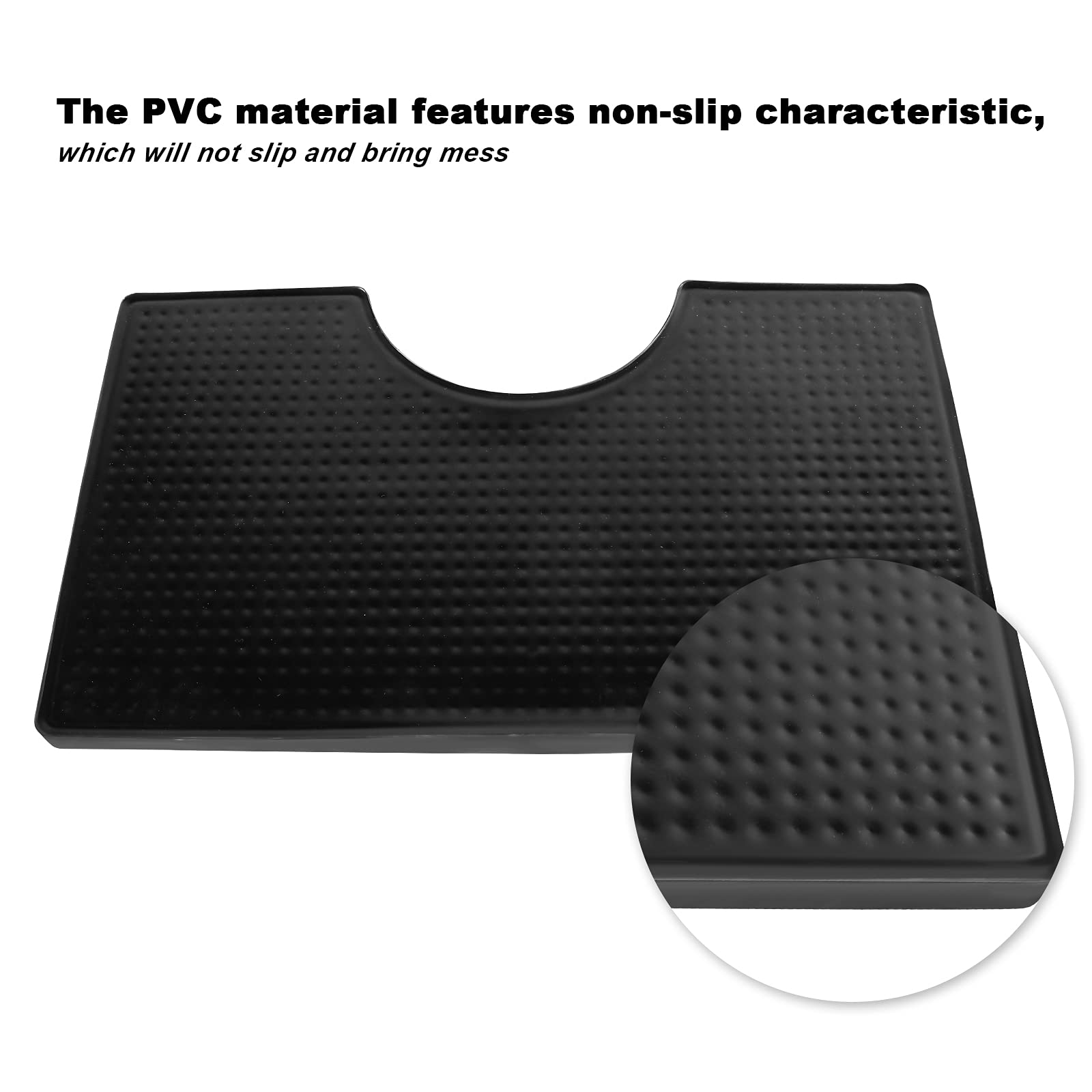 MRbrew Beer Drip Tray, Non-Slip PVC Kegerator Surface Mount Drip Tray Mat, Beverage Bar Drip Tray with Draft Beer Tower Flange Cutout