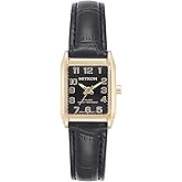 Miykon Dainty Vintage Tank Square Dress Watches for Women – Genuine Leather Band, Second Hand, Japanese Quartz, Water Resistant