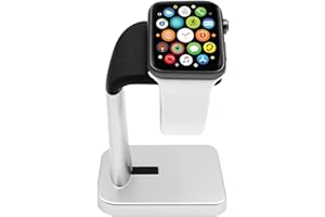 Macally Apple Watch Stand for Series Ultra, 9, 8, 7, 6, 5, 4, 3, 2, 1, SE (44mm, 42mm, 40mm, 38mm) - Sleek Nightstand for Apple Watch Charger Stand Dock Holder - Sleek iWatch Charging Station - Silver