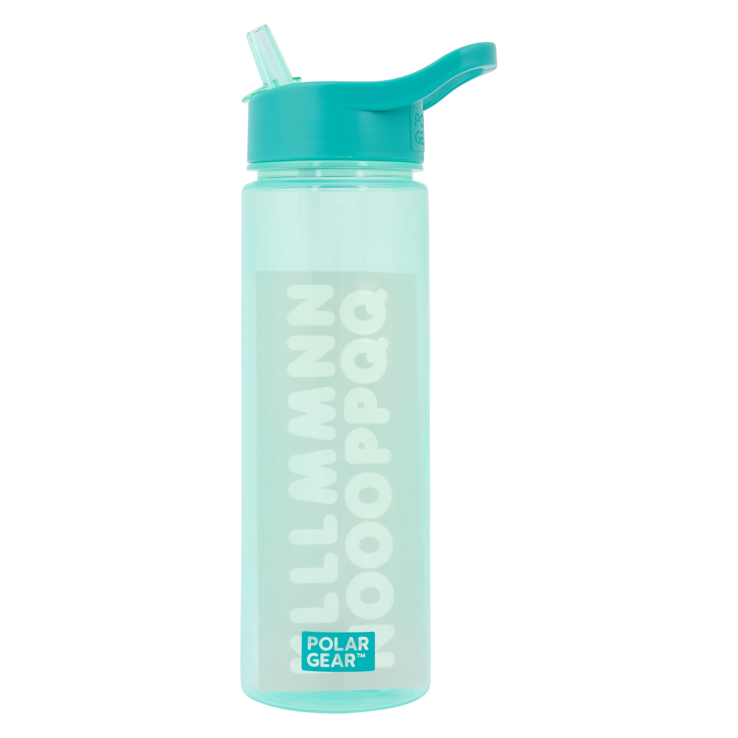 Personalised A-Z Sticker Water Bottle with Straw 600ml – Official Merchandise by Polar Gear – Kids Reusable Non Spill BPA Free Tritan – Personalise - Ideal For School Nursery Sports Picnic - Mint/Teal