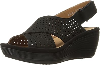 clarks black wedges