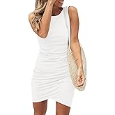 AUSELILY Womens Summer Bodycon Dresses 2025 Sleeveless Tank Dresses Casual Slim Fit Ruched Party Club Mini Dress