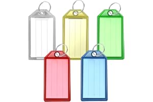 25 Pcs Plastic Key Tags,Key Fobs Labels Keychain Tags with Split Ring Label Keychains Window Key Fobs ID Tags for Luggage,Pet