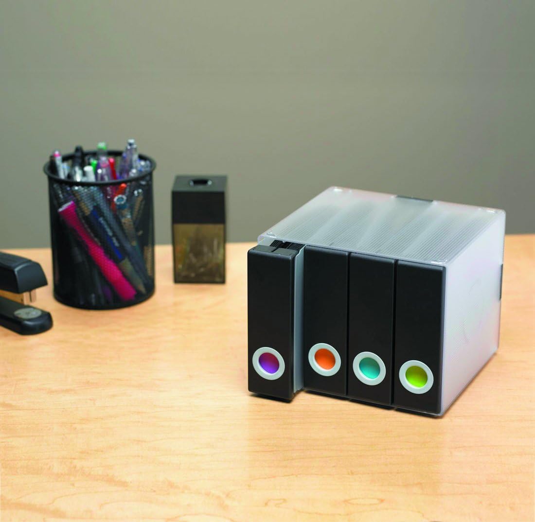 Atlantic Polypropylene Sleeve Disc Organizer - Stack & Lock, Categorize Cds In 4 Color-Coded Binders for 96 Discs Total In Black, PN96635496: Home Audio & Theater