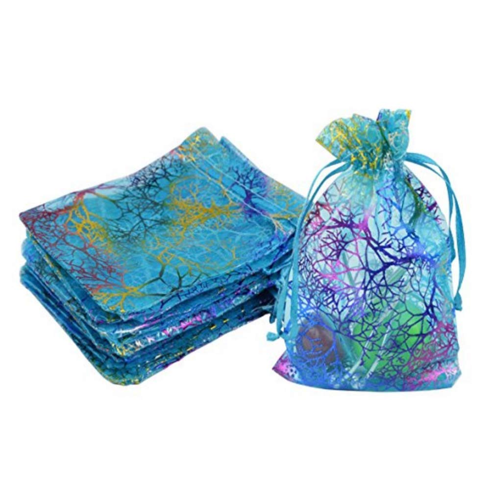 Organza Drawstring Gift Bags VORCOOL Favours Bags Jewelry Pouches Blue Pack of 100