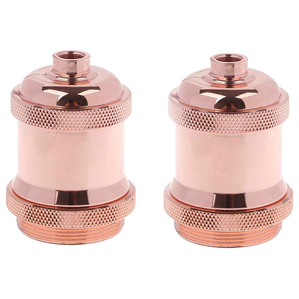 CENPEK 2Pcs E26 E27 Lamp Socket With Shade Ring,Light Bulb Socket Holder Screw In Standard Base Medium Retro Pendant Bulb Hold Light Cage Cover-Golden