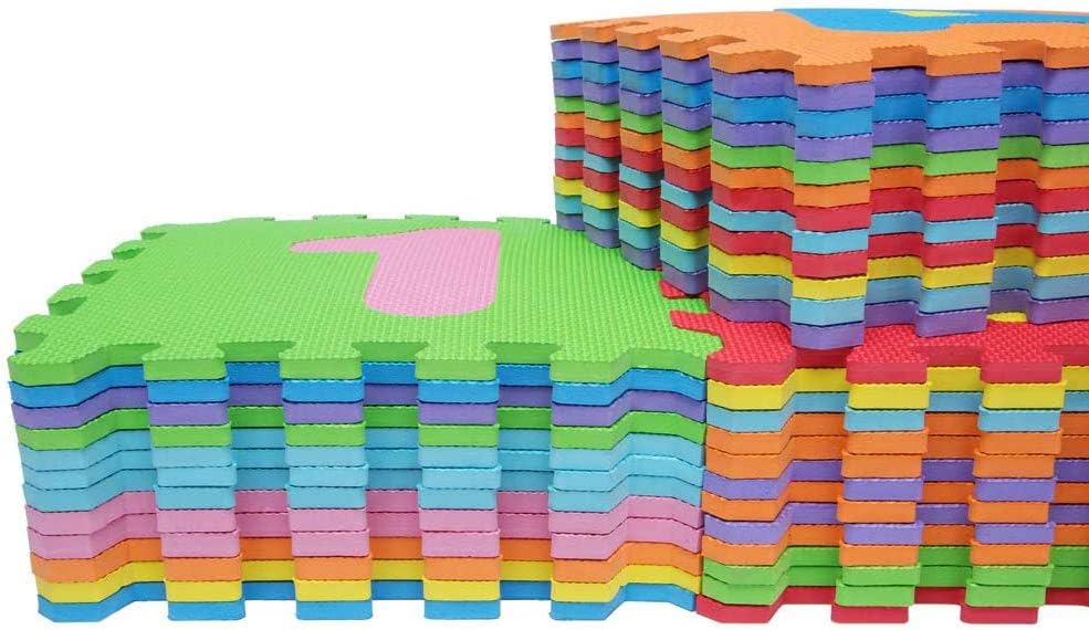 Kangler Kids Foam Puzzle Play Mat (36-Piece Set) 12X12 Inches Interlocking Floor Tiles with Alphabet and Numbers: Toys & Games