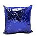 OJIA Stylish Sequin Mermaid Throw Pillow Cover with Magical Color Changing Reversible Paillette Design Faux Suede Decor Cushion Pillowcase 16 X 16 Inch (Blue and White)
